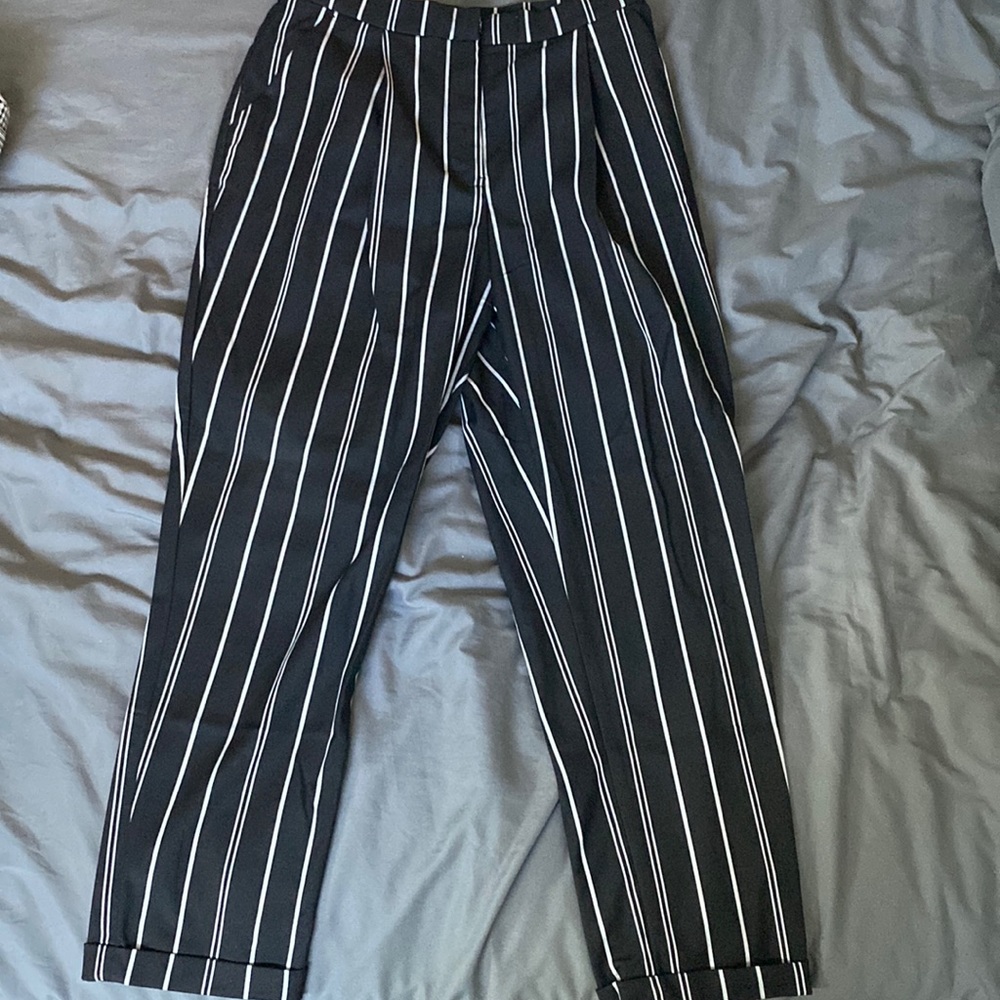 Black and white striped pants size 6